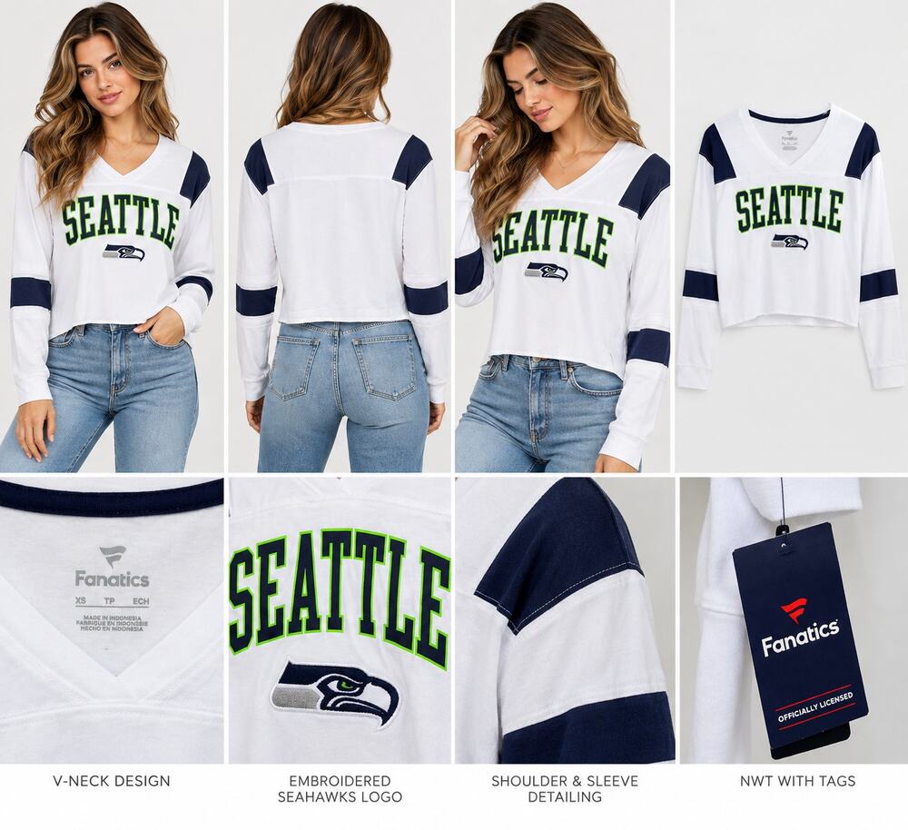 Fanatics Seattle Seahawks Women’s XS White Long Sleeve Top NWT